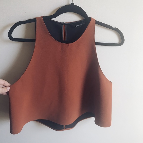 Zara Tops - Zara Woman Burnt Orange Sleeveless Cropped Blouse